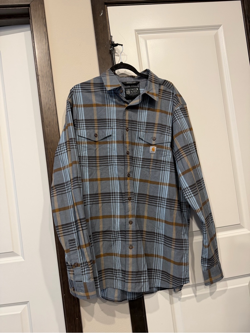 Carhartt Rugged Flex relaxed-fit plaid button-down long-sleeve shirt XL TALL
